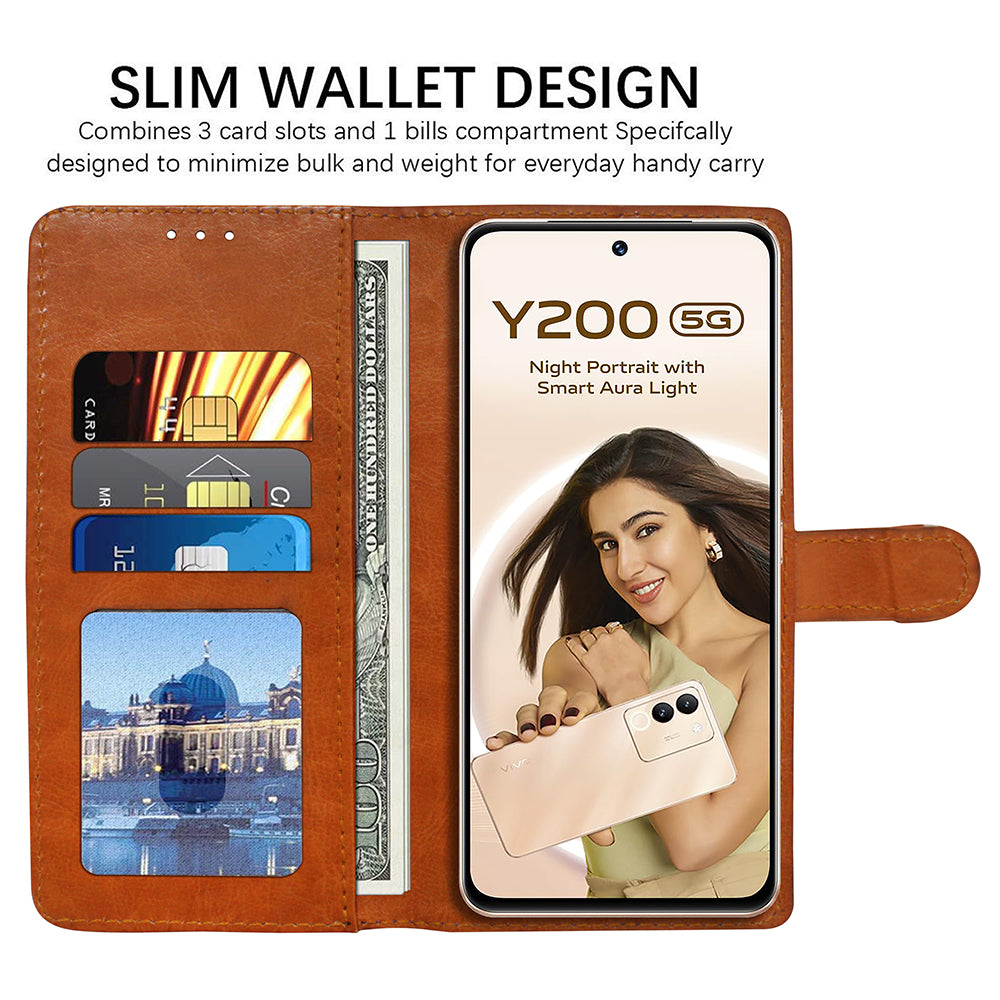 Premium Wallet Flip Cover for Vivo Y200 5G