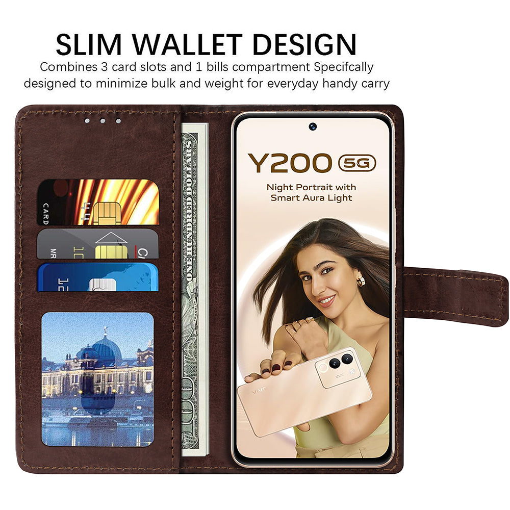 Premium Wallet Flip Cover for Vivo Y200 5G