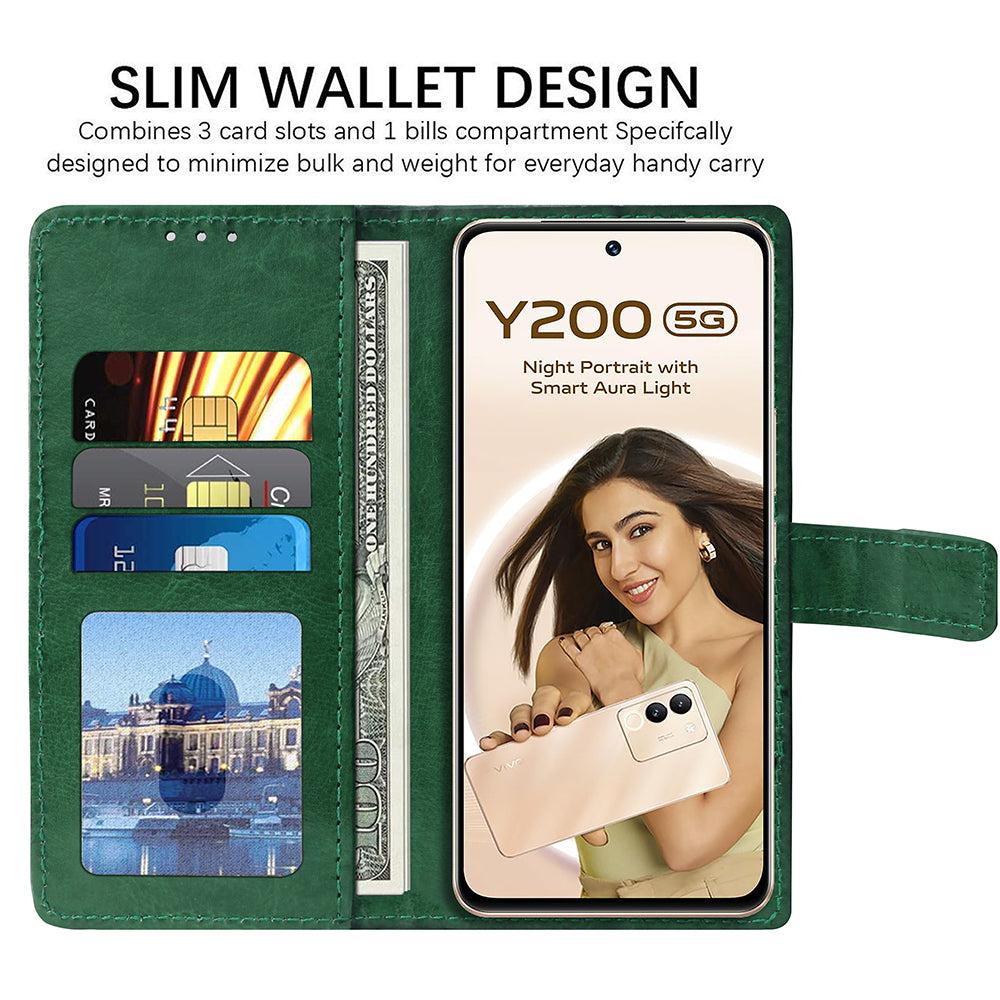 Premium Wallet Flip Cover for Vivo Y200 5G