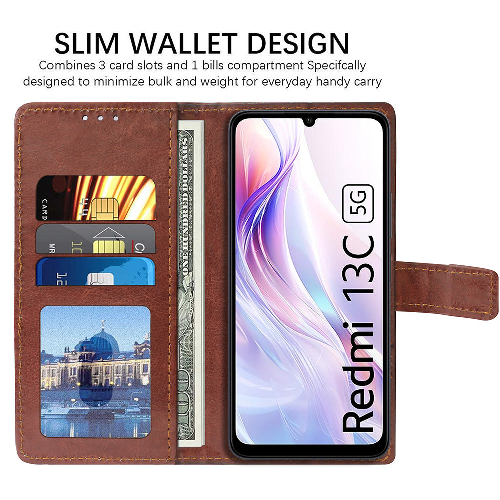 Premium Wallet Flip Cover for Mi Redmi 13C 5G