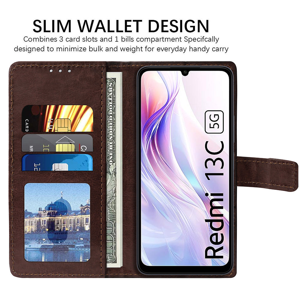 Premium Wallet Flip Cover for Mi Redmi 13C 5G