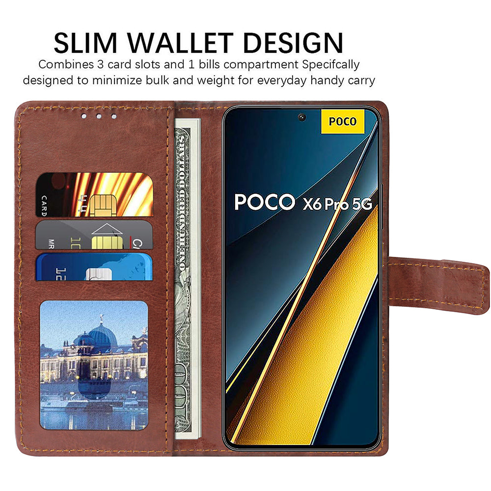 Premium Wallet Flip Cover for Poco X6 Pro 5G / Mi Redmi K70E 5G