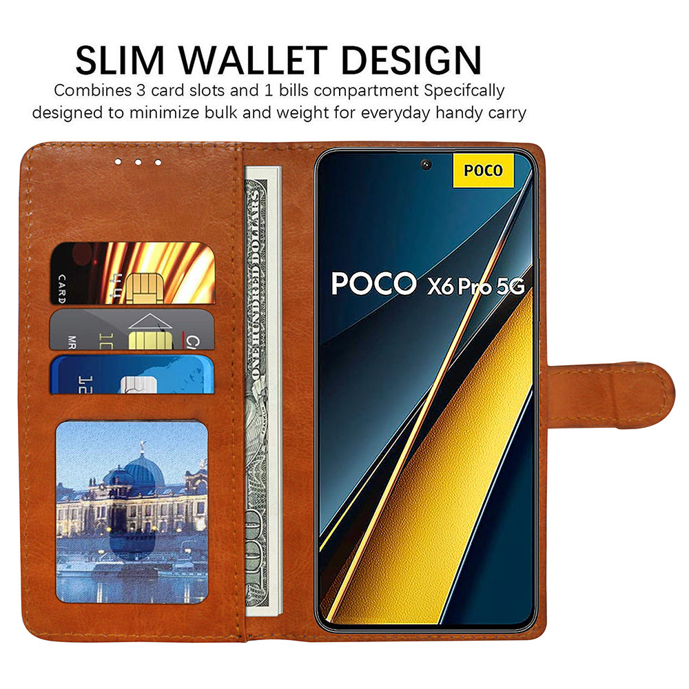 Premium Wallet Flip Cover for Poco X6 Pro 5G / Mi Redmi K70E 5G