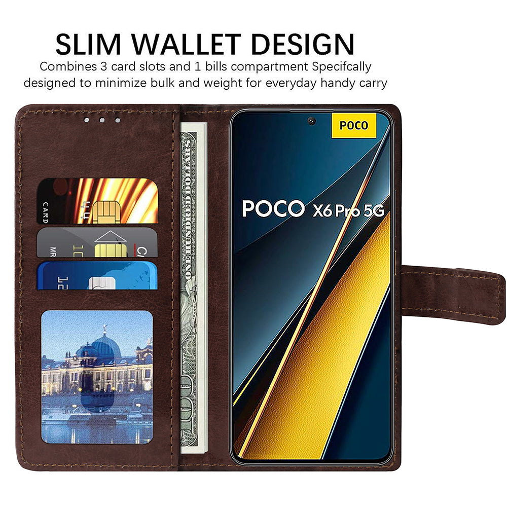 Premium Wallet Flip Cover for Poco X6 Pro 5G / Mi Redmi K70E 5G