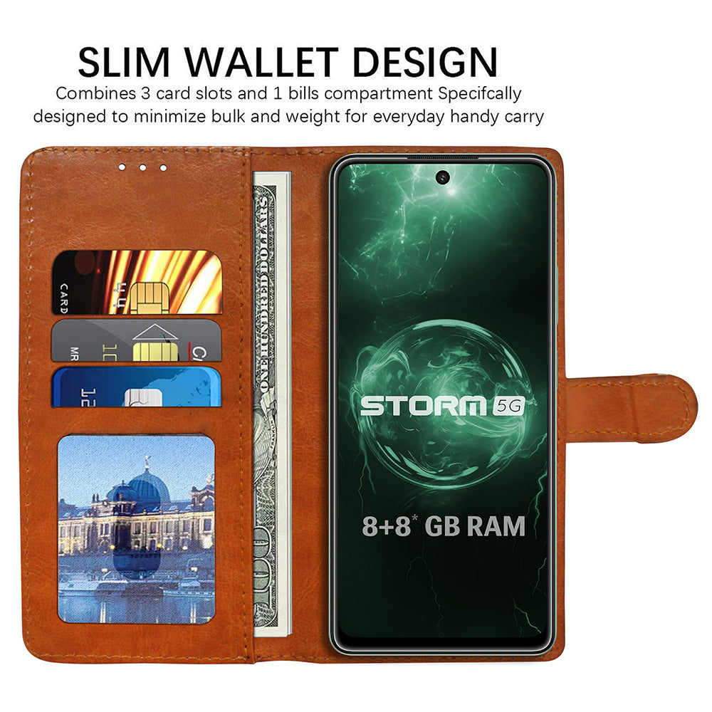 Premium Wallet Flip Cover for Lava Storm 5G