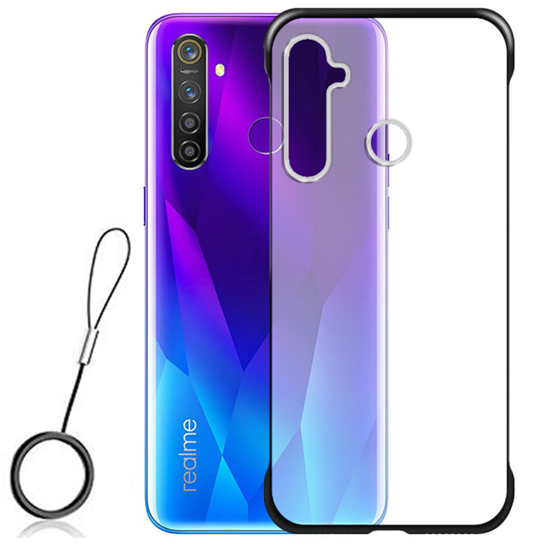 Frameless Transparent Hard PC Back Cover for Realme 5 Pro