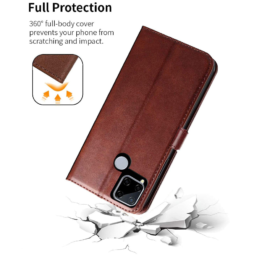Premium Wallet Flip Cover for Realme C15