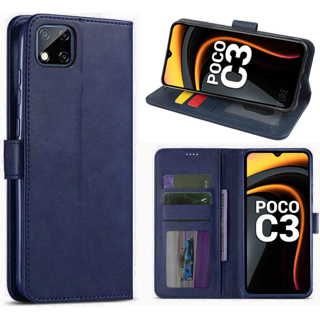 Premium Wallet Flip Cover for Mi Poco C3