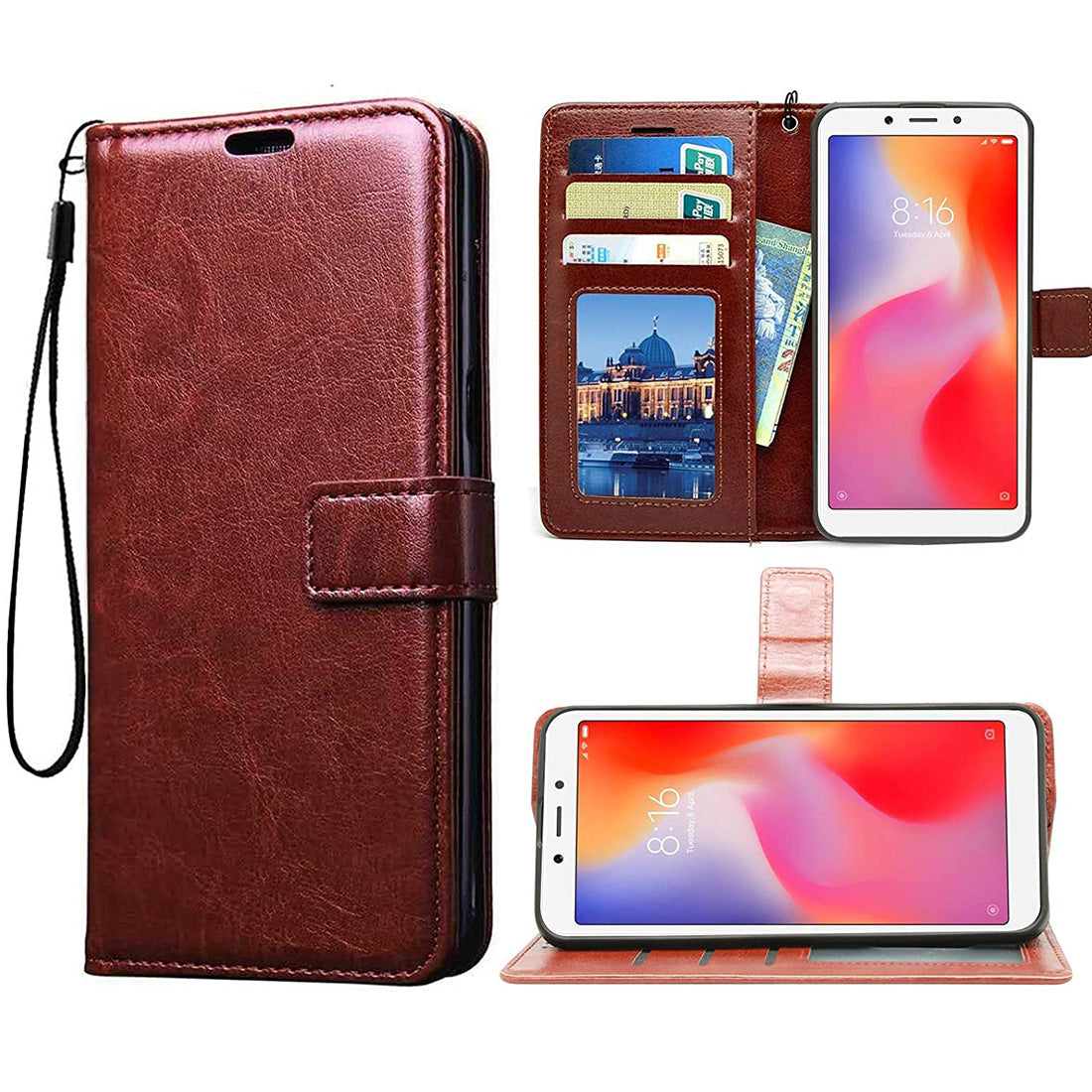 Premium Wallet Flip Cover for Mi Redmi 6