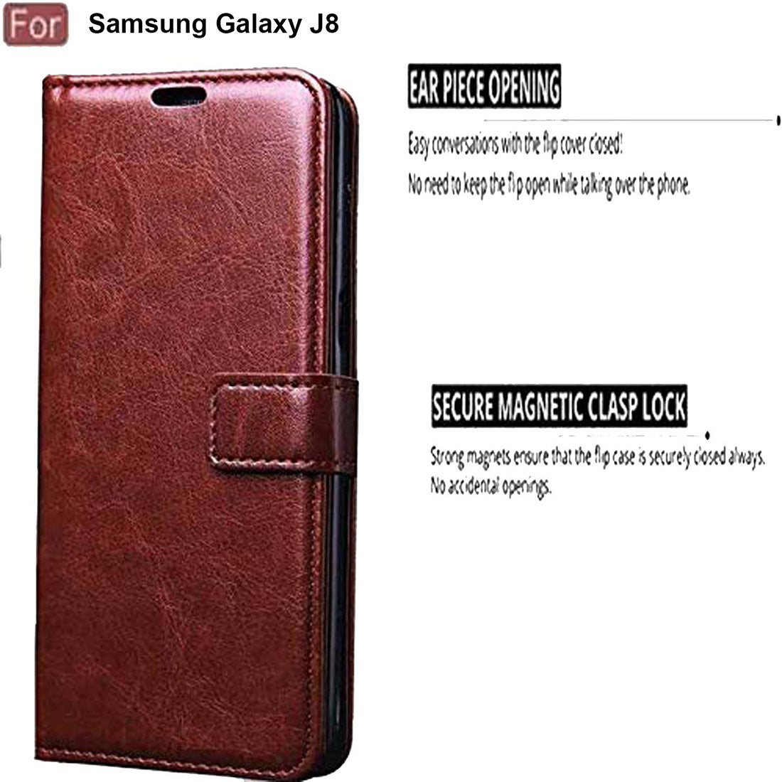Premium Wallet Flip Cover for Samsung Galaxy J8