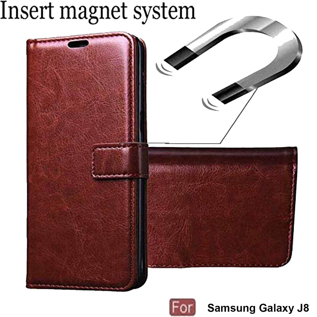 Premium Wallet Flip Cover for Samsung Galaxy J8