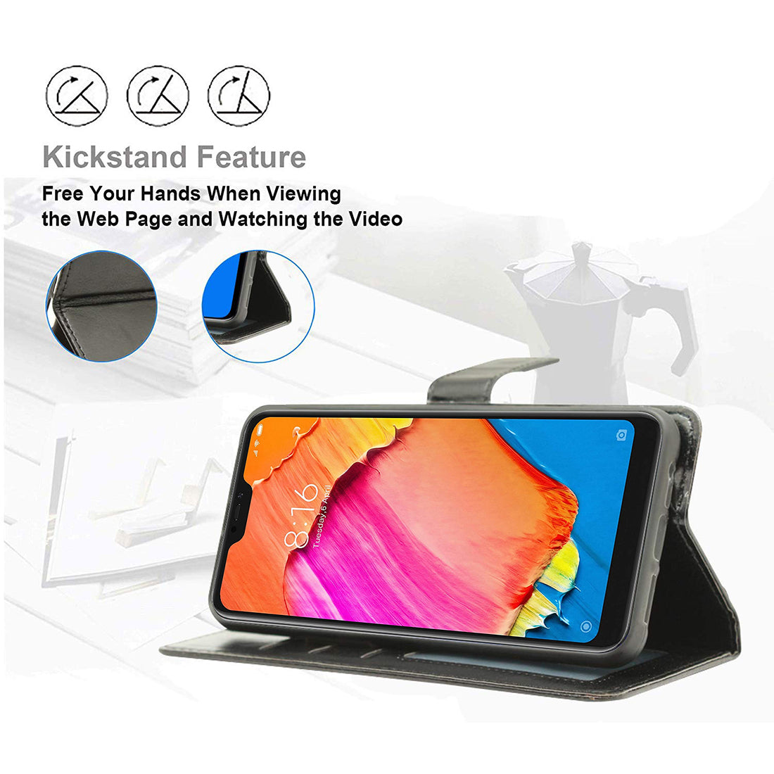 Premium Wallet Flip Cover for Mi Redmi 6 Pro