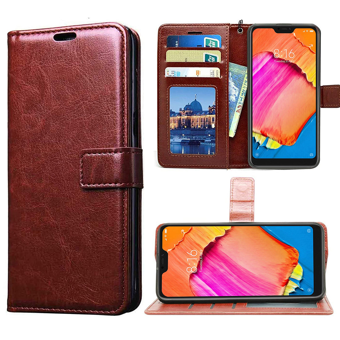 Premium Wallet Flip Cover for Mi Redmi 6 Pro