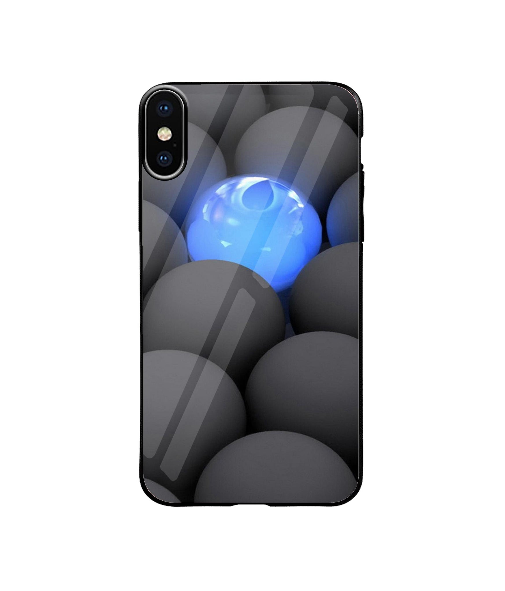 Balls Dark Neon Sight Surface Designer Printed Glass Cover for Apple iPhone X / Xs