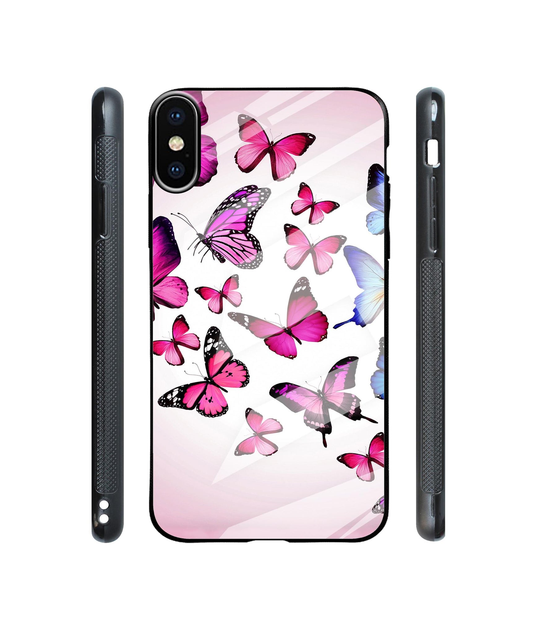 Flying Butterfly Colorful Designer Printed Glass Cover for Apple iPhone X / Xs