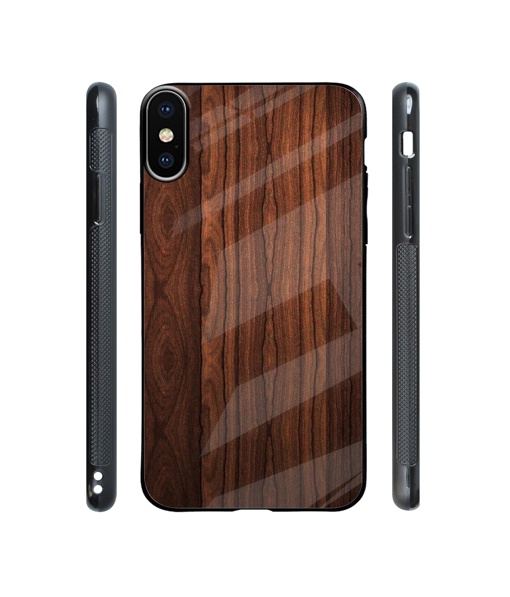 Wooden Texture Designer Printed Glass Cover for Apple iPhone X / Xs