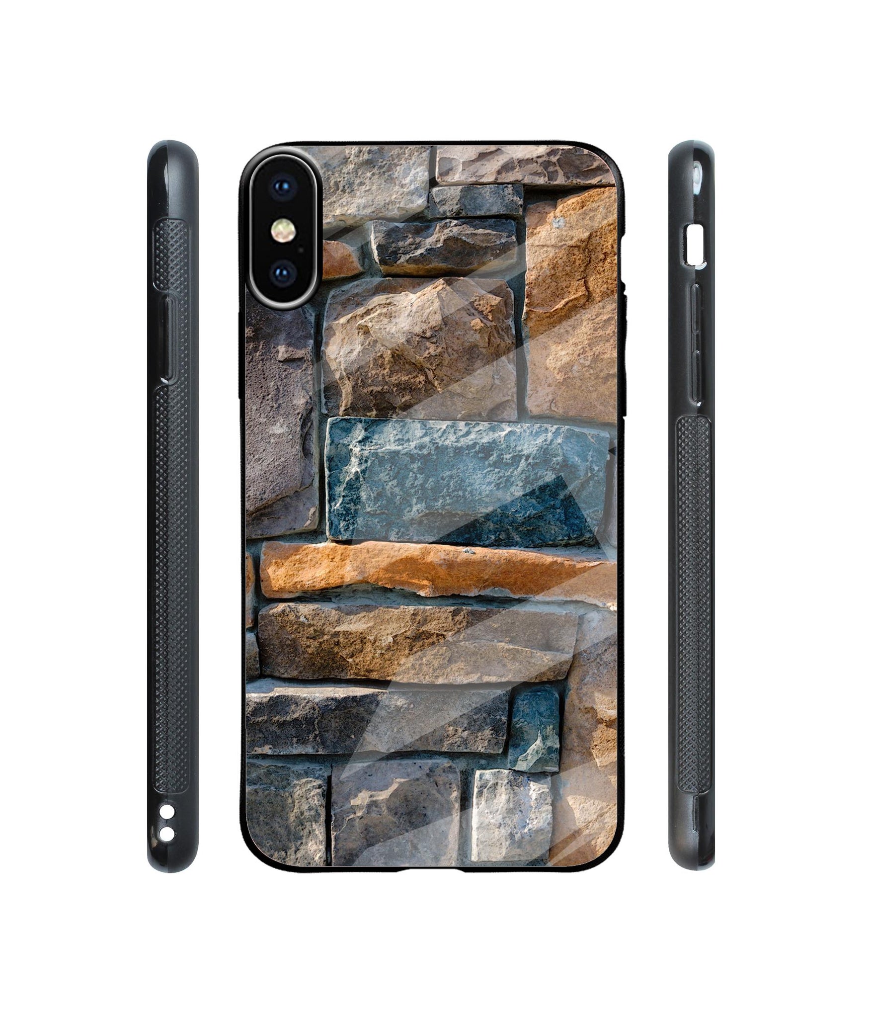 Decorative Stone Cladding Designer Printed Glass Cover for Apple iPhone X / Xs