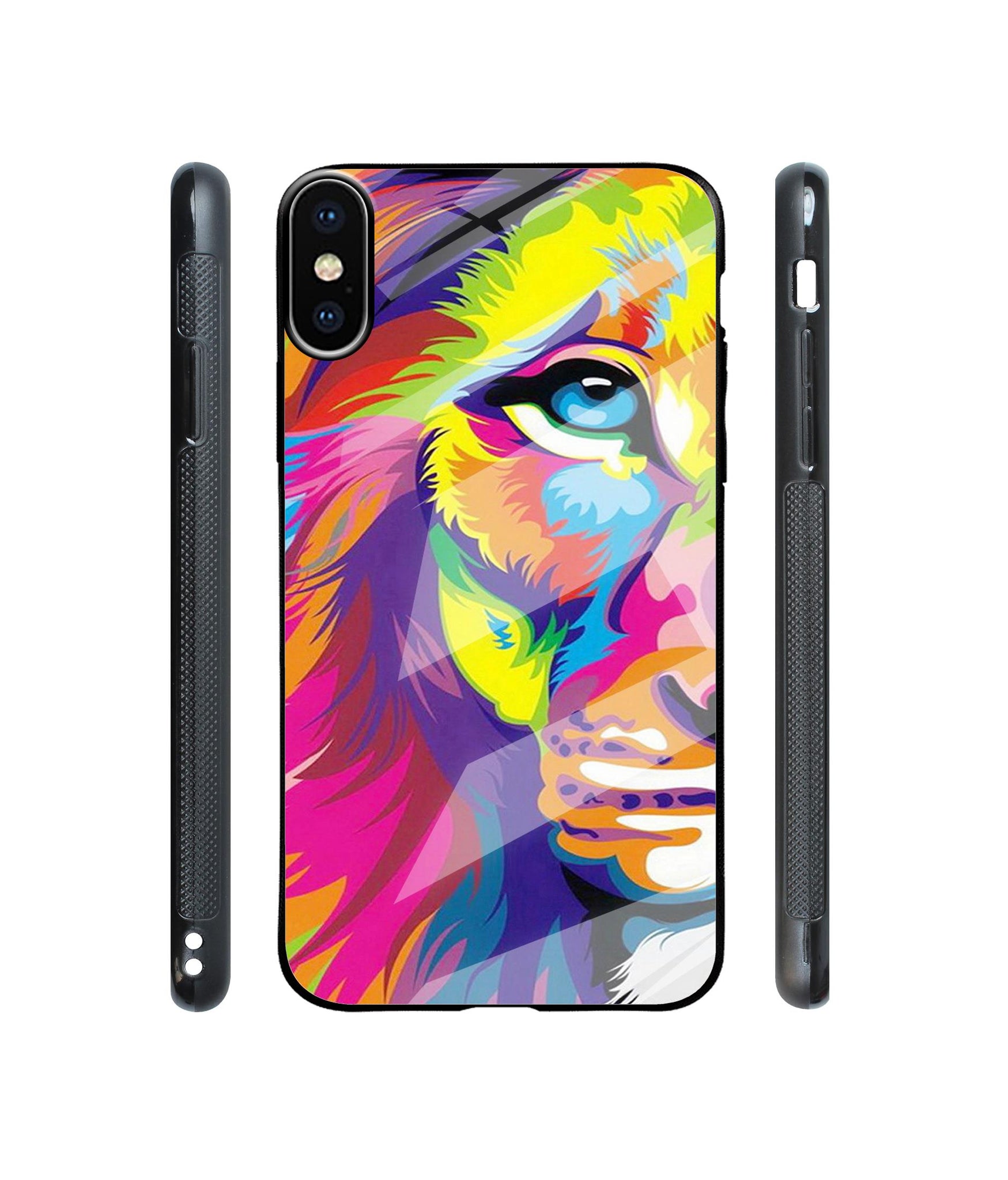 Lion Designer Printed Glass Cover for Apple iPhone X / Xs