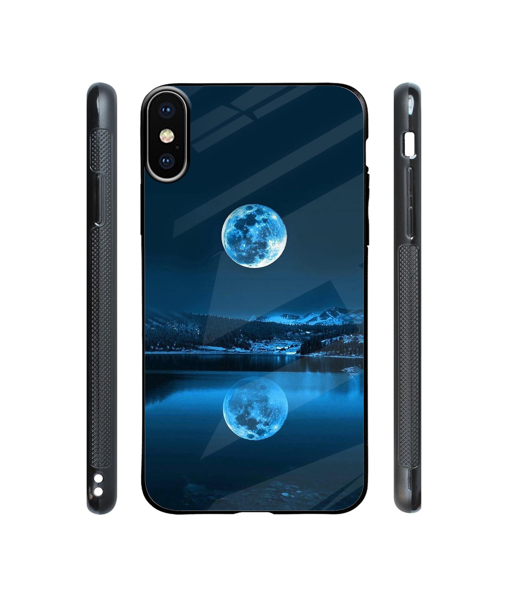 Moon Pattern Print Designer Printed Glass Cover for Apple iPhone X / Xs