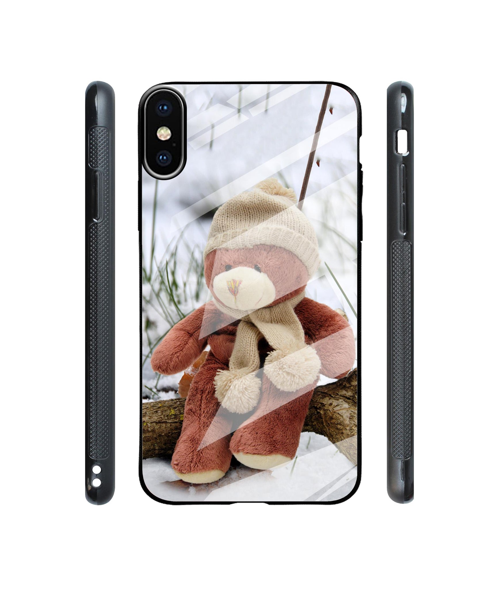 Woolen Bear Designer Printed Glass Cover for Apple iPhone X / Xs