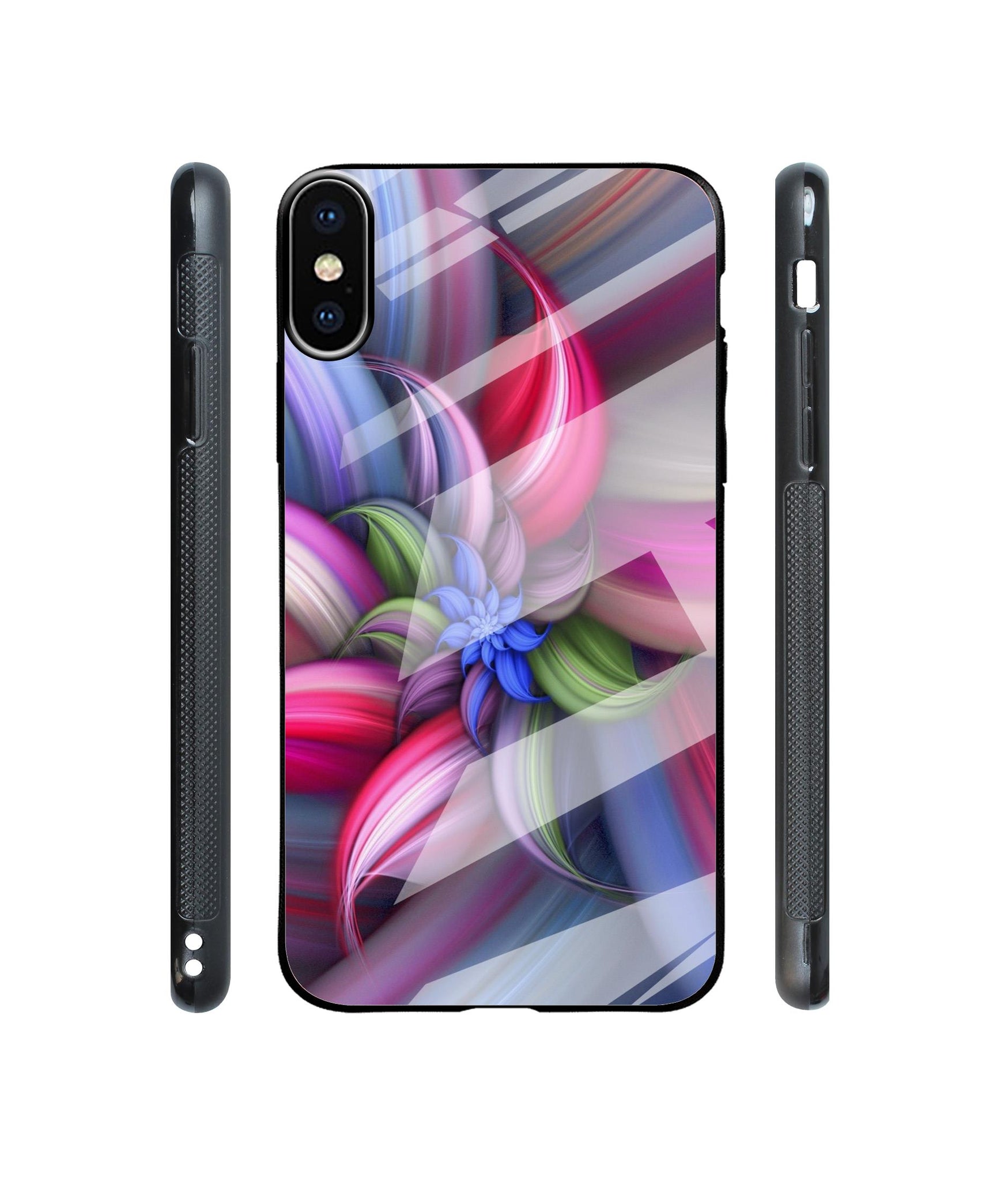 Colorful Flower Designer Printed Glass Cover for Apple iPhone X / Xs