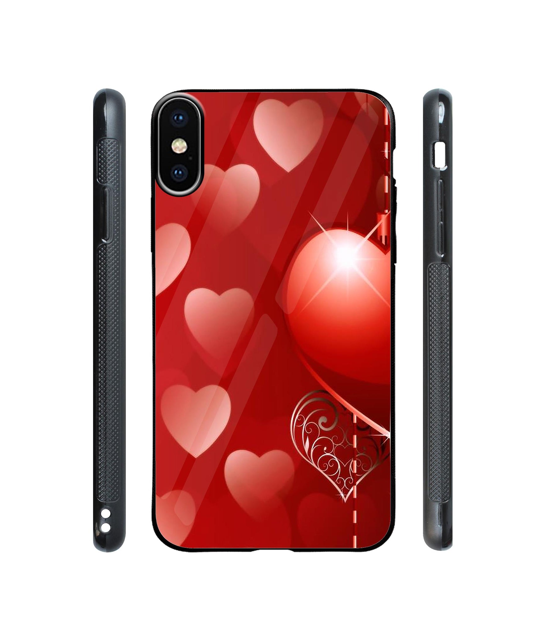 Heart Patten Designer Printed Glass Cover for Apple iPhone X / Xs