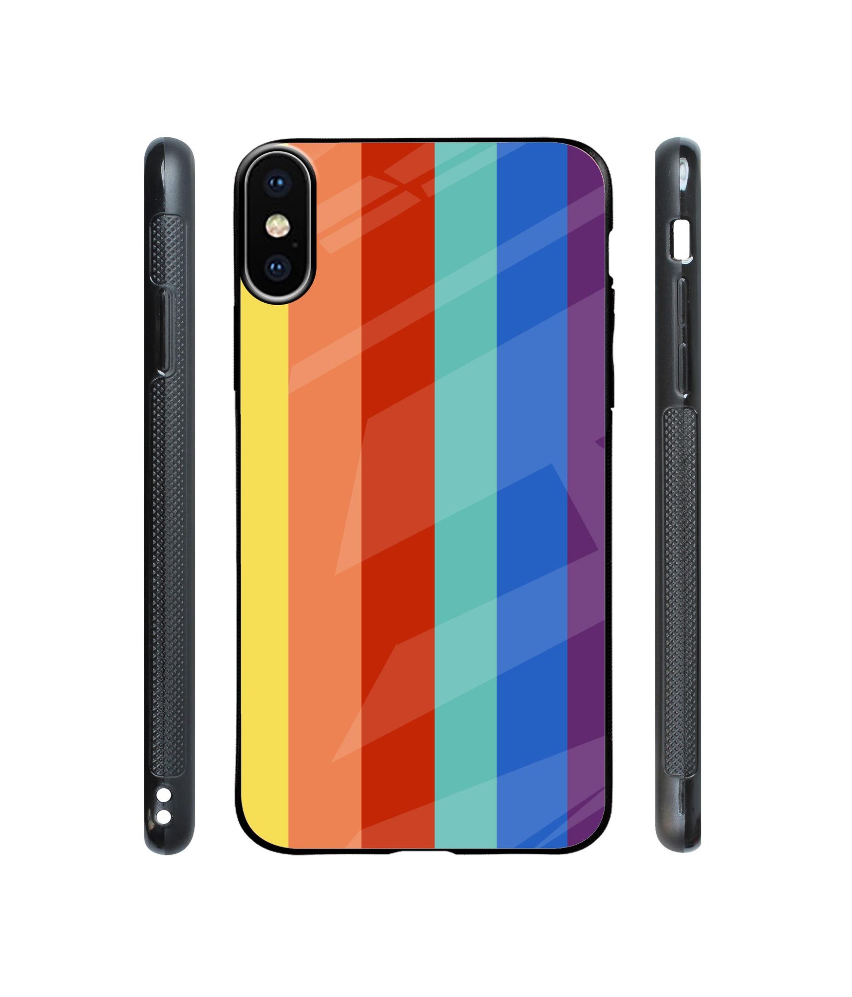 Rainbow Colors Designer Printed Glass Cover for Apple iPhone X / Xs
