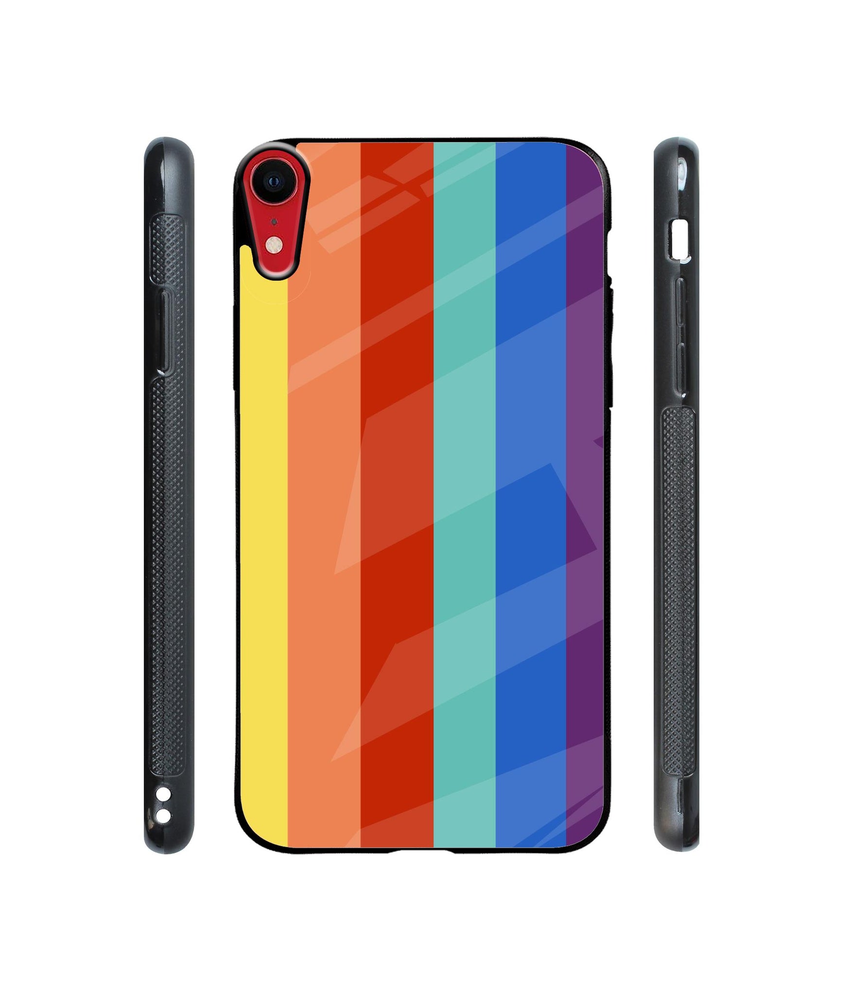 Rainbow Colors Designer Printed Glass Cover for Apple iPhone XR