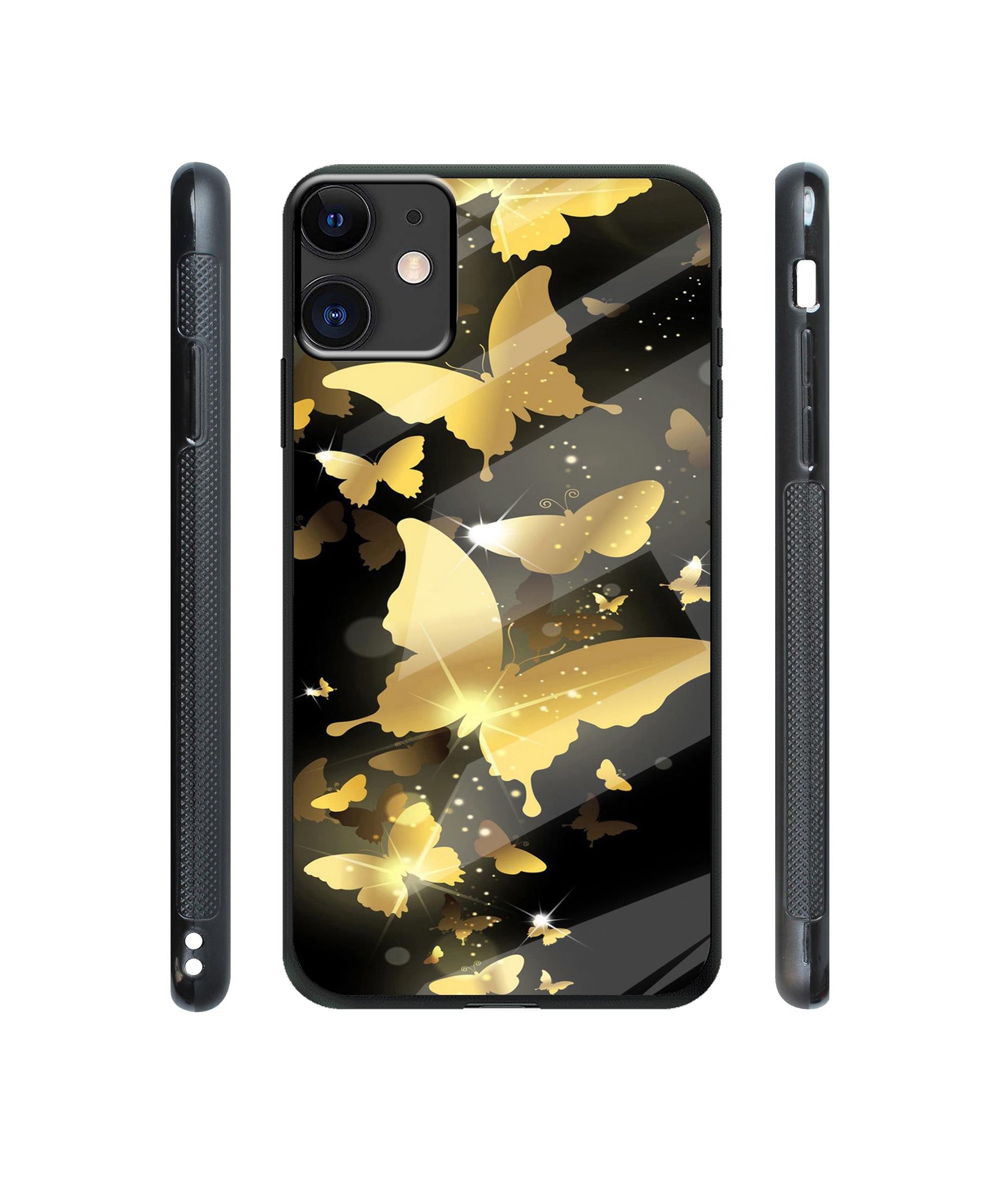 Golden Butterfly Pattern Designer Printed Glass Cover for Apple iPhone 11