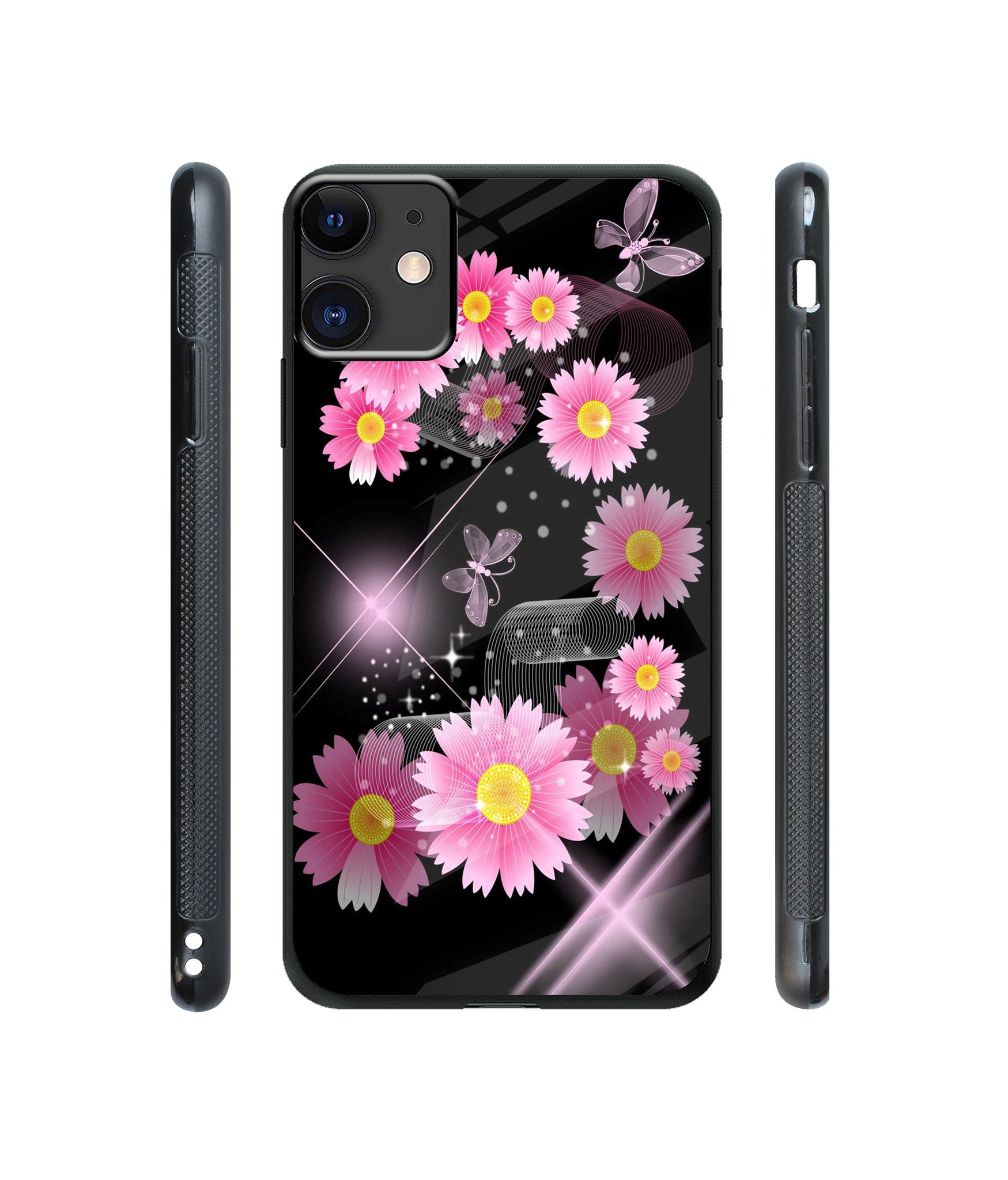 Pink Flower Designer Printed Glass Cover for Apple iPhone 11