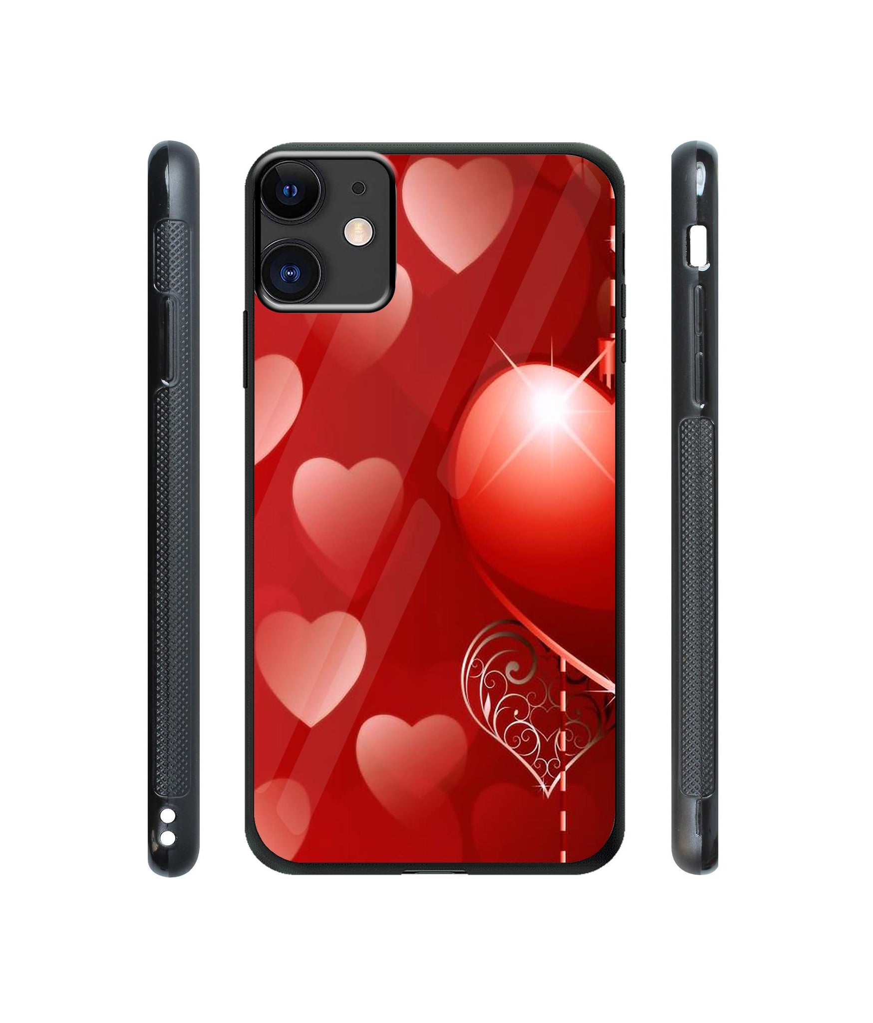 Heart Patten Designer Printed Glass Cover for Apple iPhone 11