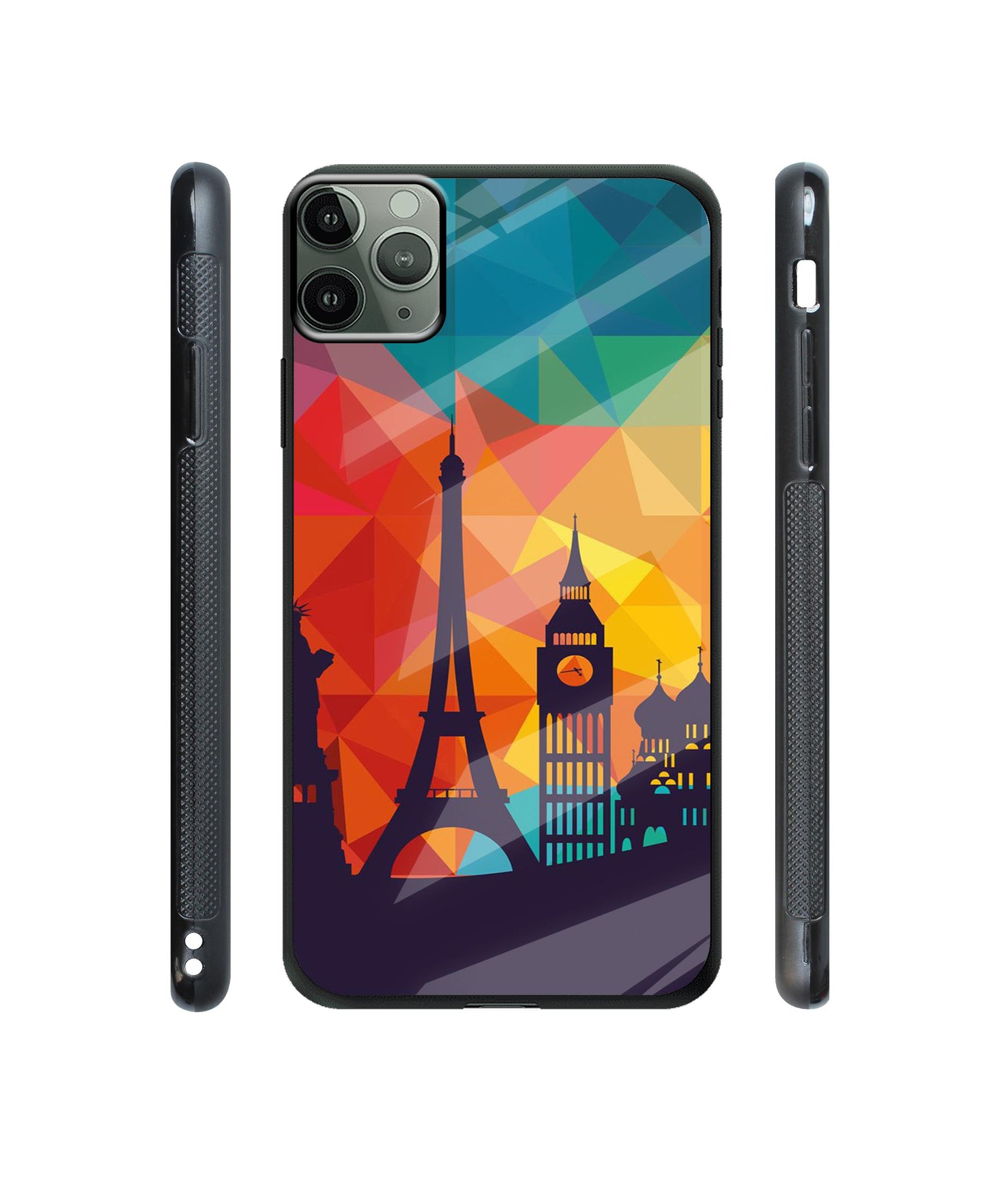 Colored Paris Designer Printed Glass Cover for Apple iPhone 11 Pro