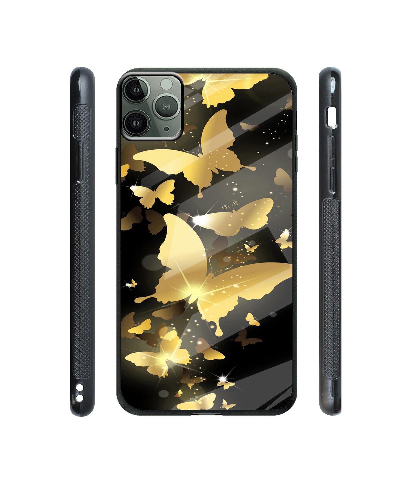 Golden Butterfly Pattern Designer Printed Glass Cover for Apple iPhone 11 Pro