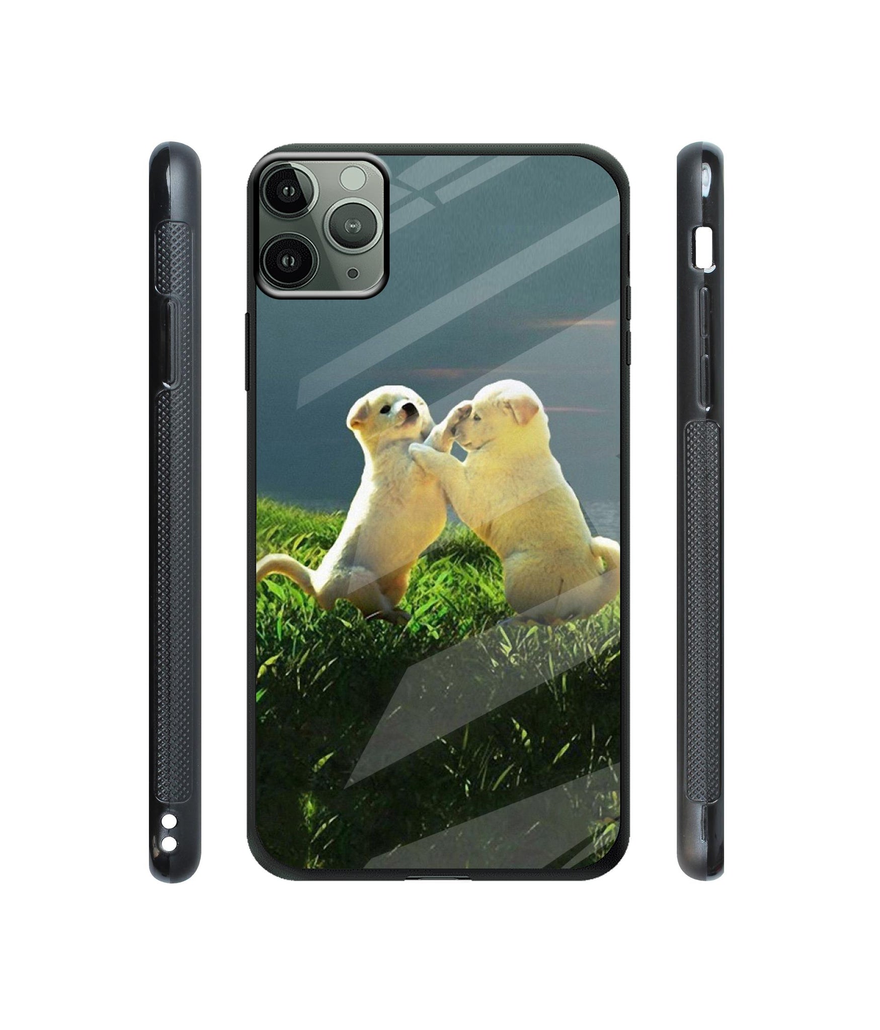 Puppy Couple Sunset Designer Printed Glass Cover for Apple iPhone 11 Pro Max