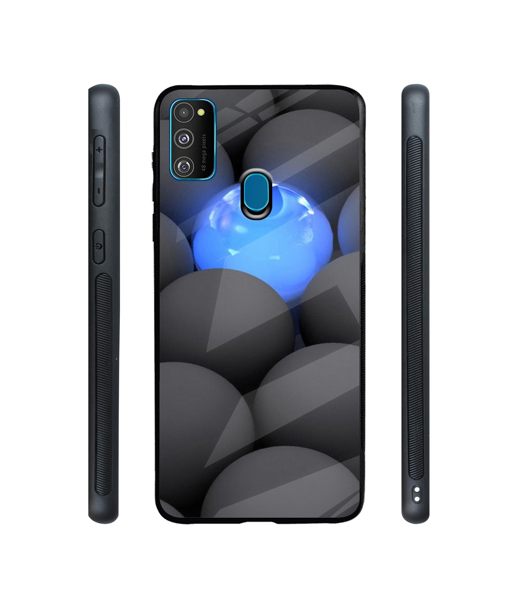 Balls Dark Neon Sight Surface Designer Printed Glass Cover for Samsung Galaxy M21 / M30s