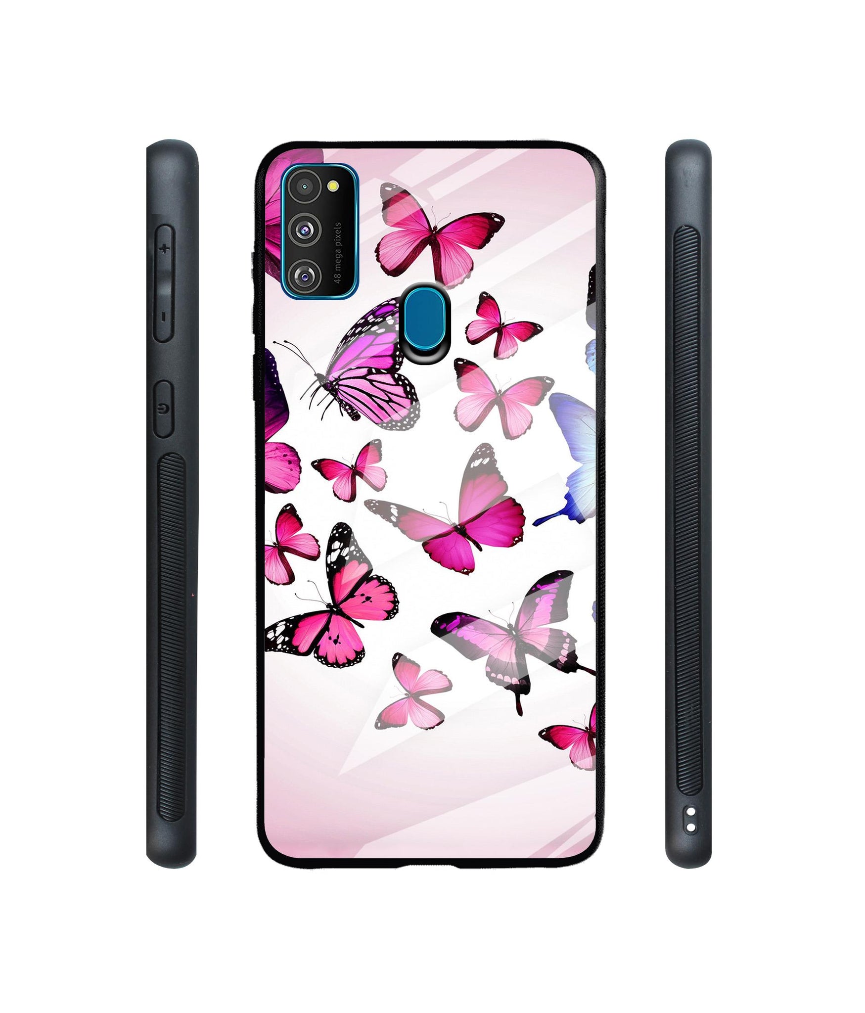 Flying Butterfly Colorful Designer Printed Glass Cover for Samsung Galaxy M21 / M30s