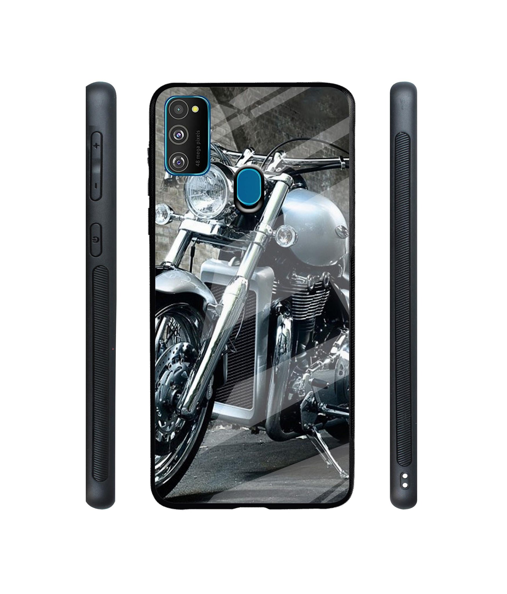 Motorcycle Designer Printed Glass Cover for Samsung Galaxy M21 / M30s