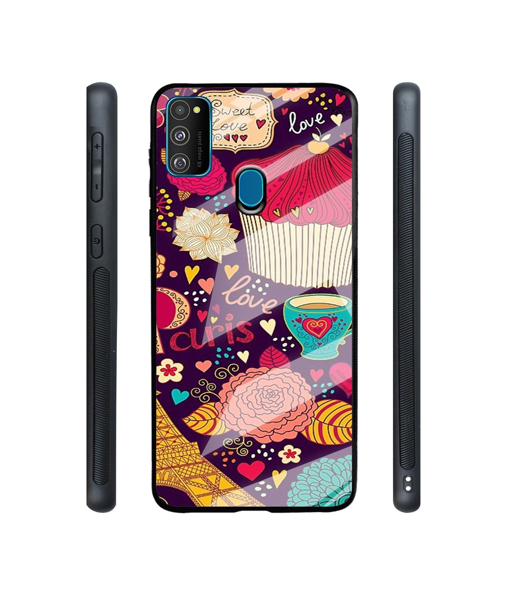 Paris Flower Love Designer Printed Glass Cover for Samsung Galaxy M21 / M30s