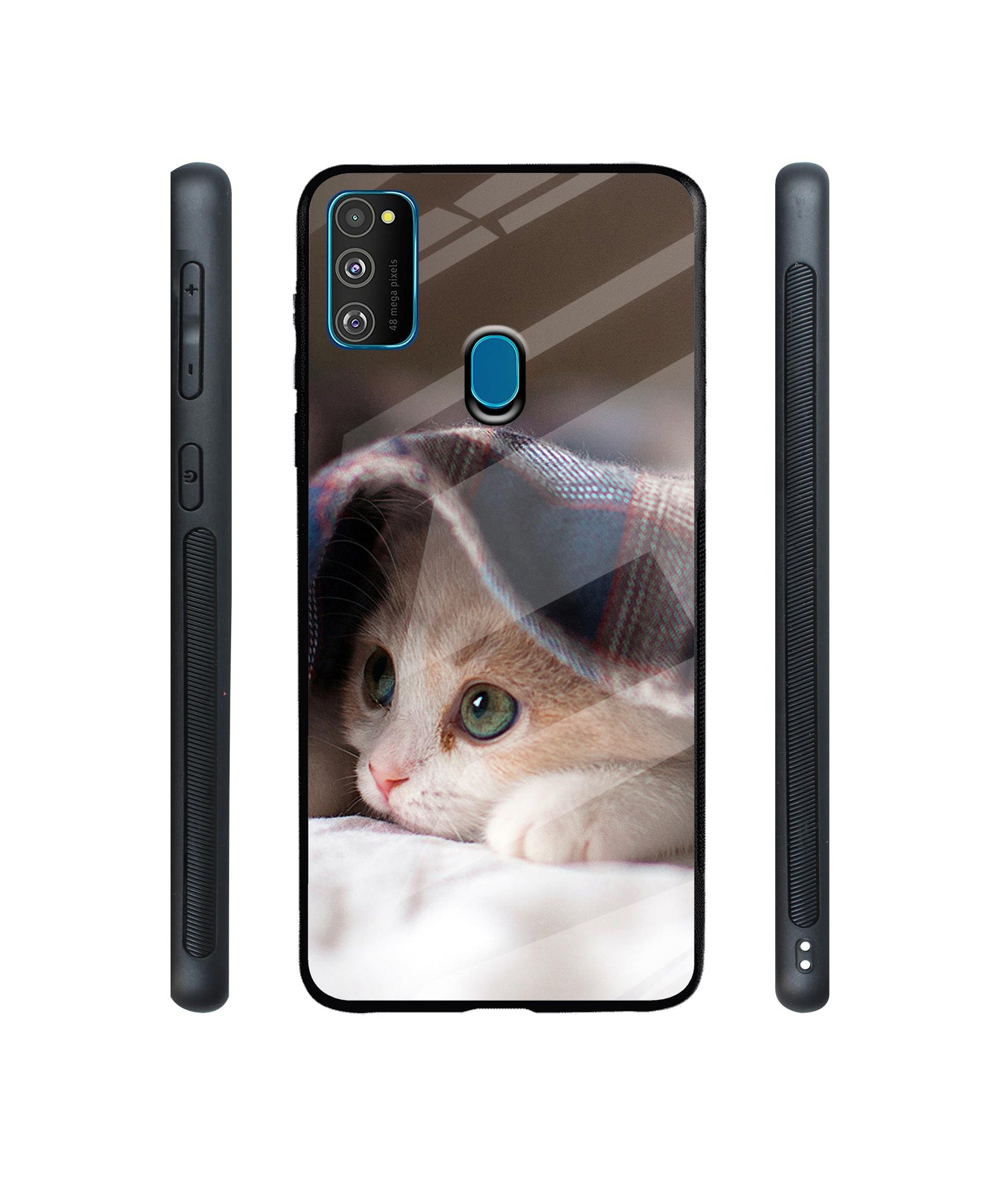 Sleepy Kitten Designer Printed Glass Cover for Samsung Galaxy M21 / M30s