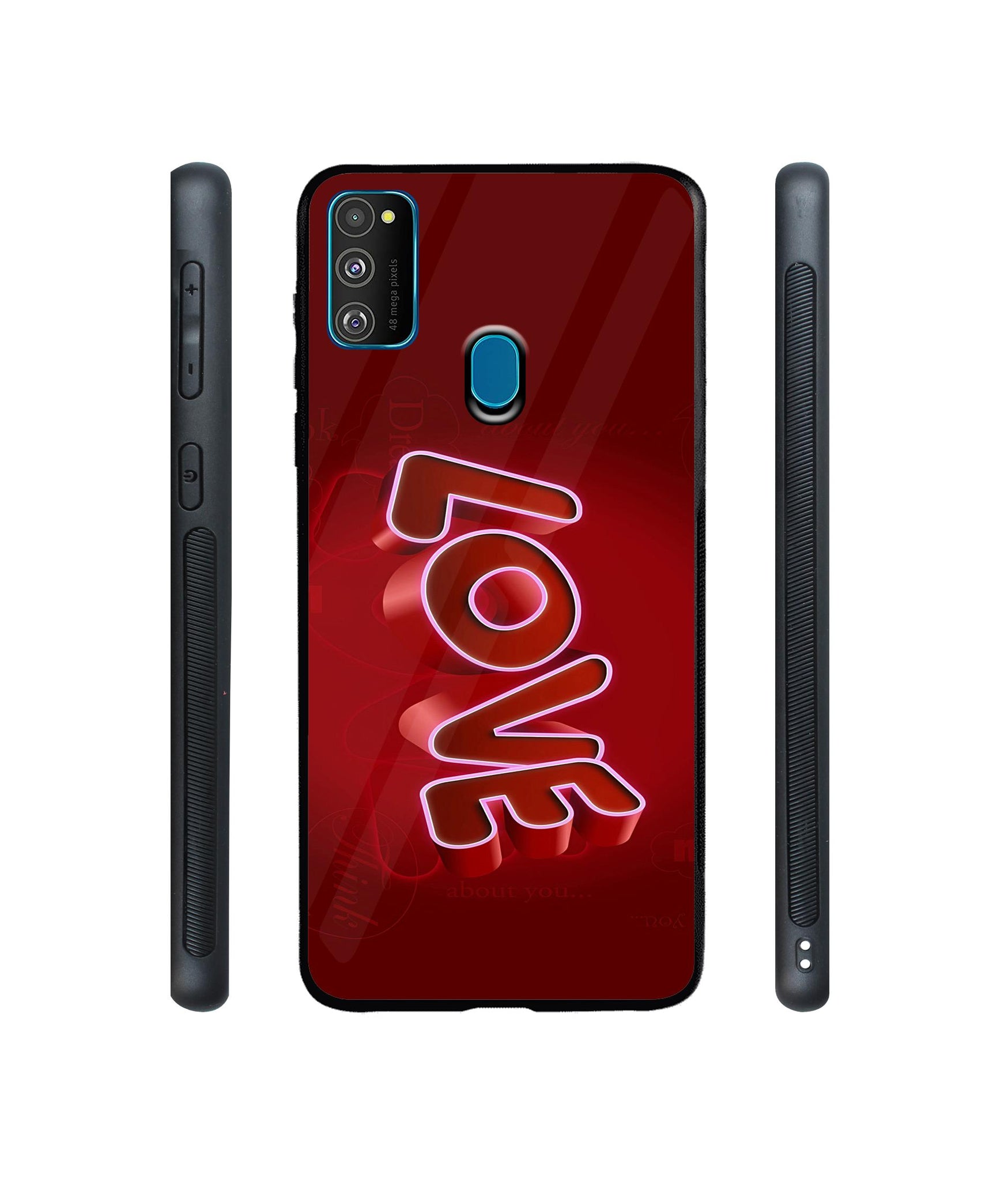 Love 3D Pattern Designer Printed Glass Cover for Samsung Galaxy M21 / M30s