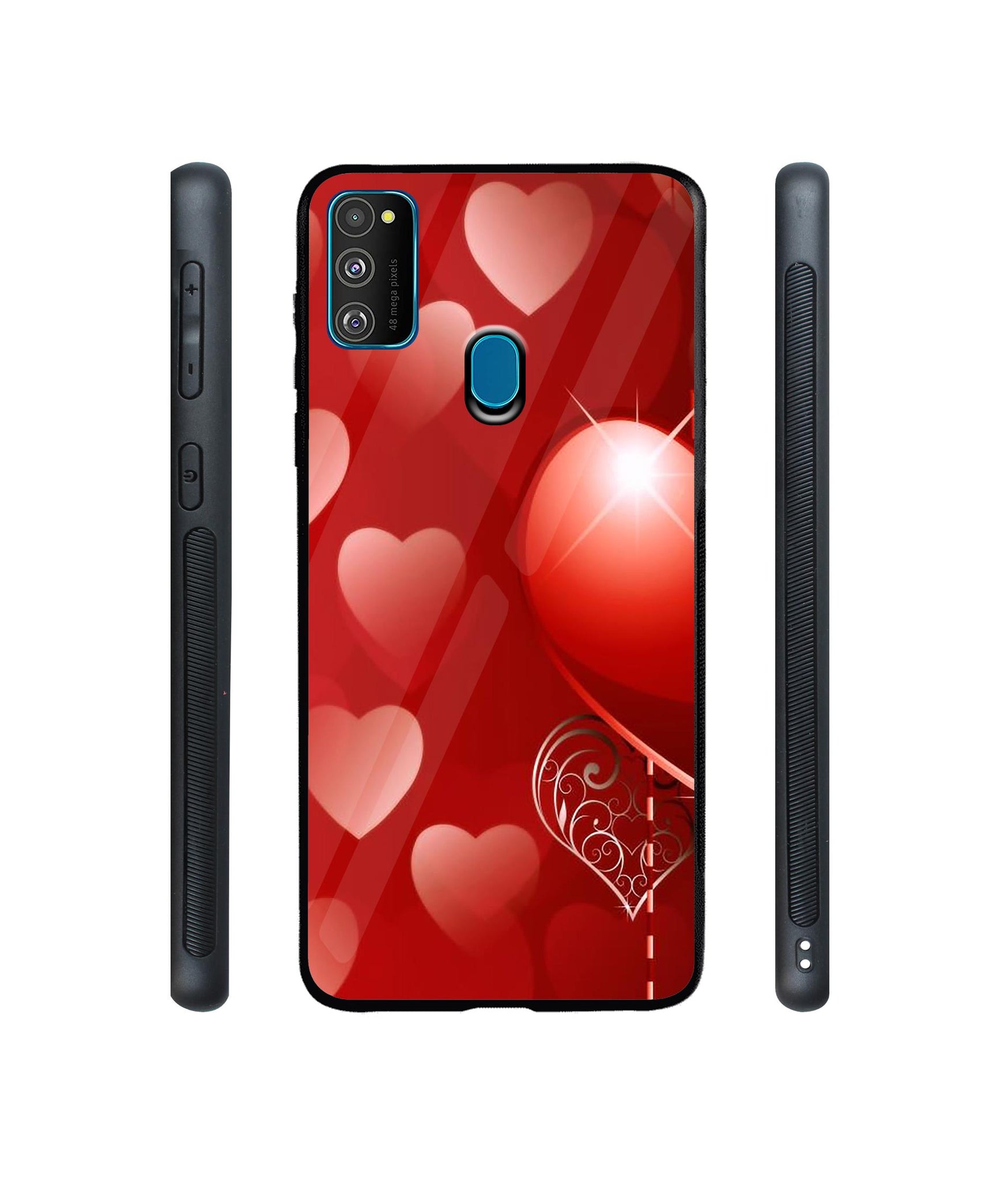 Heart Patten Designer Printed Glass Cover for Samsung Galaxy M21 / M30s