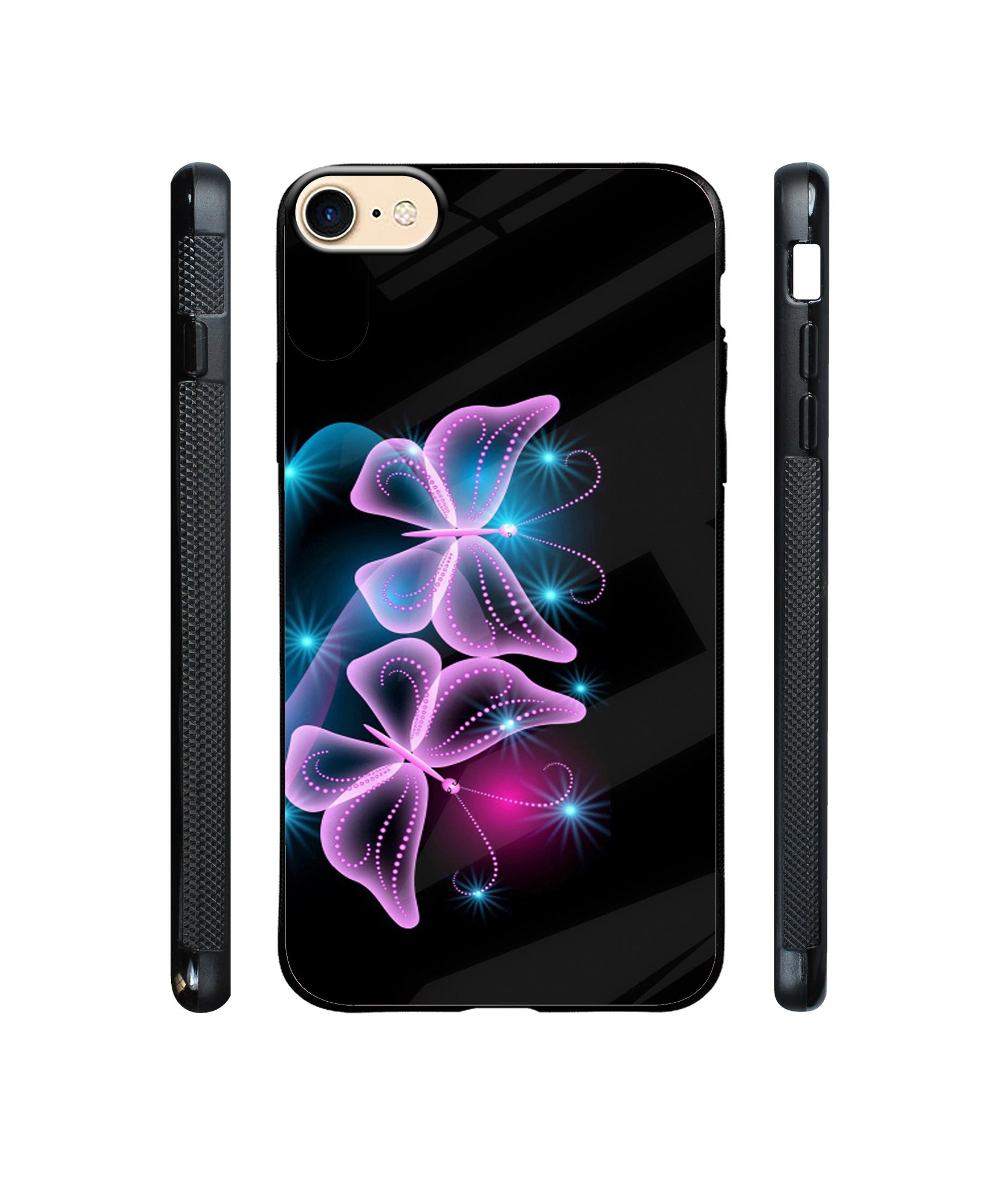 Butterflies Neon Light Designer Printed Glass Cover for Apple iPhone 7 / iPhone 8