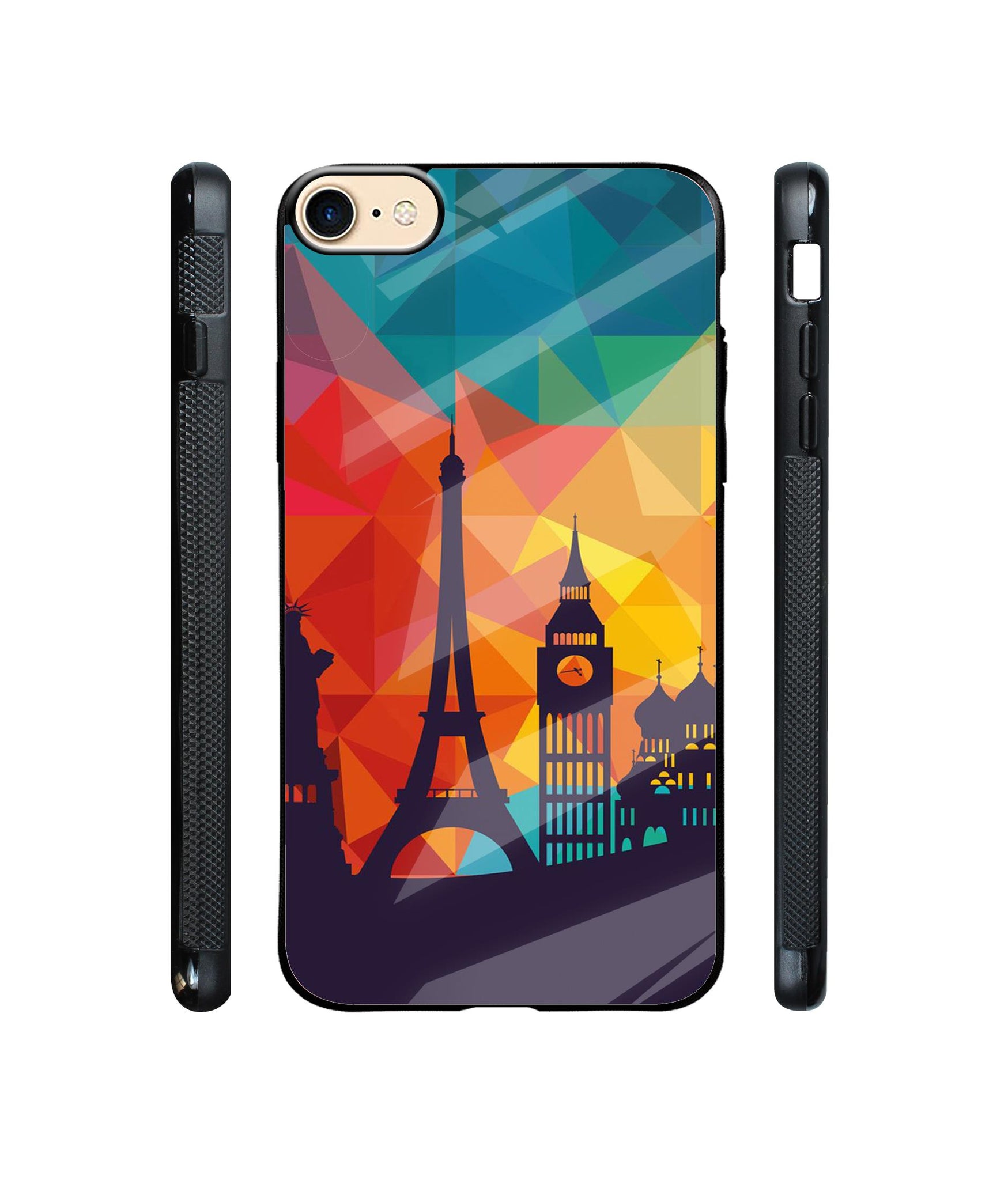 Colored Paris Designer Printed Glass Cover for Apple iPhone 7 / iPhone 8