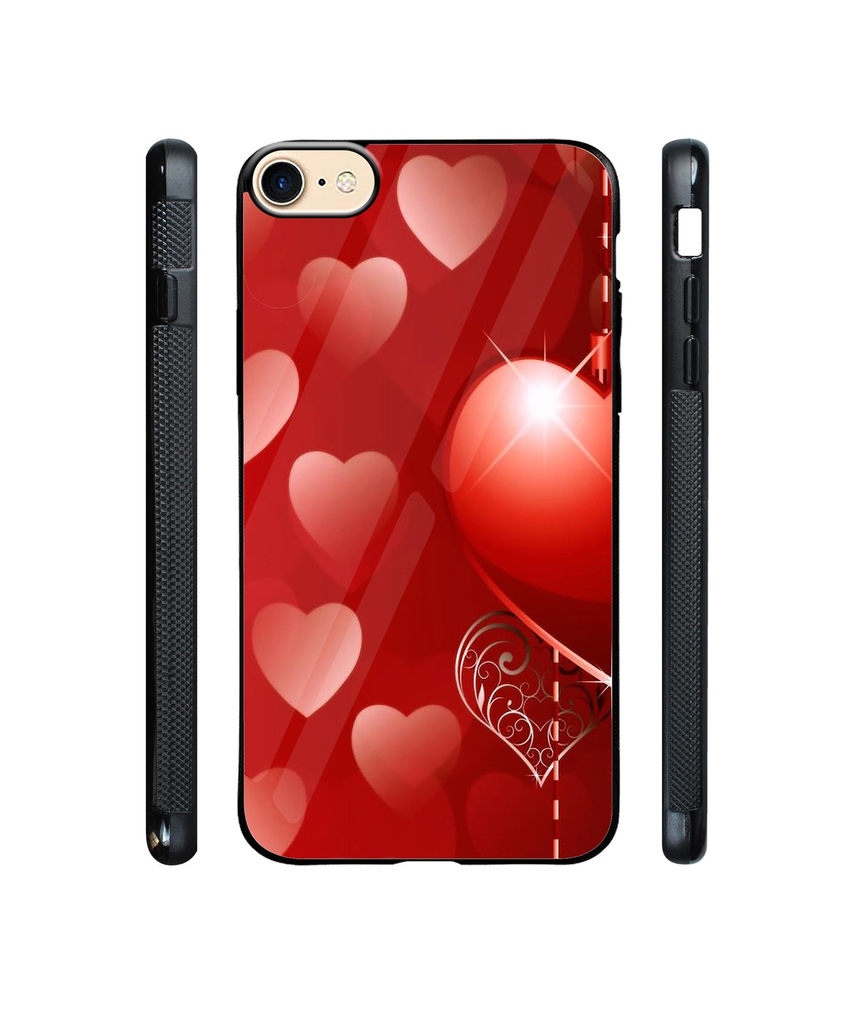 Heart Patten Designer Printed Glass Cover for Apple iPhone 7 / iPhone 8