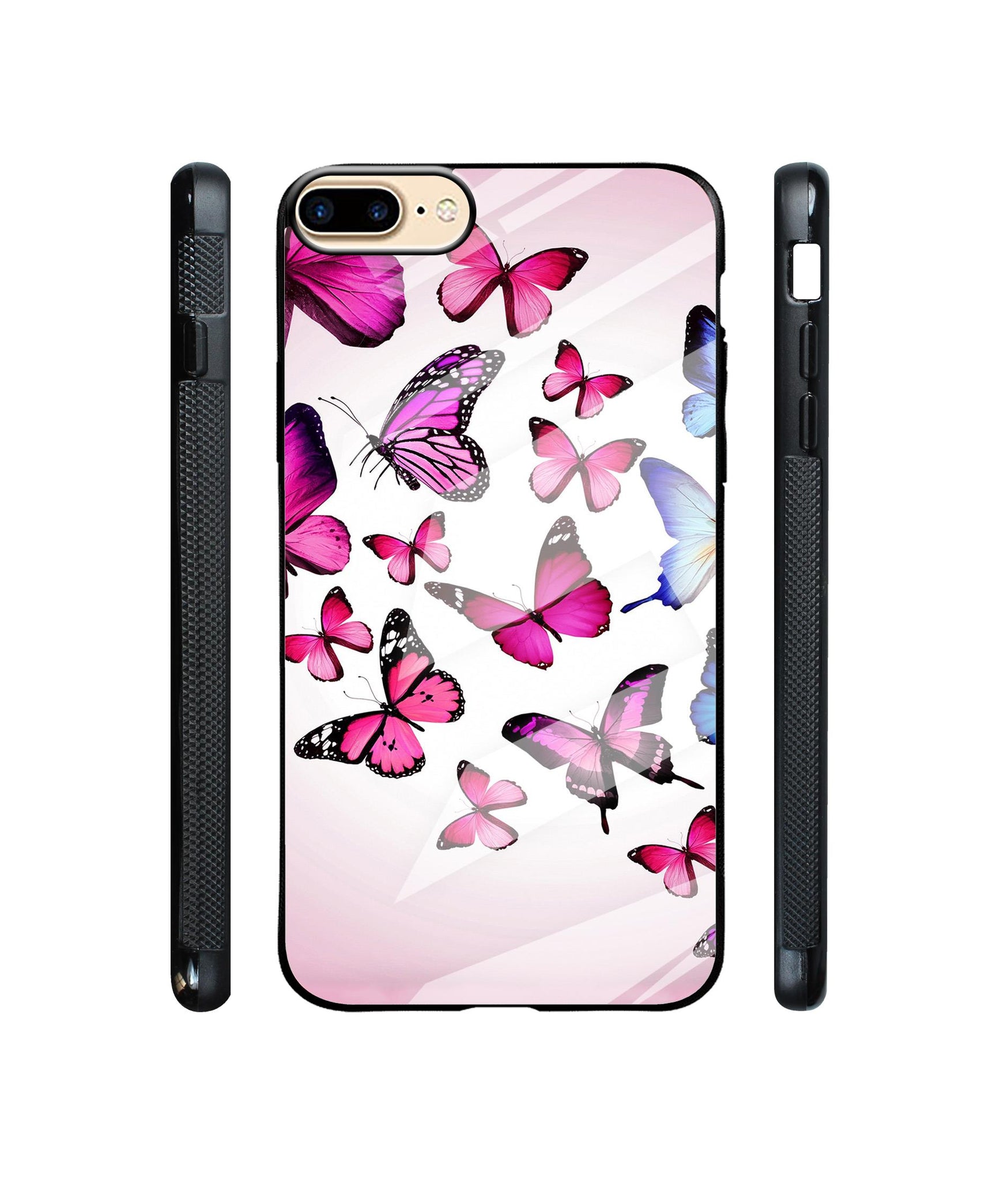 Flying Butterfly Colorful Designer Printed Glass Cover for Apple iPhone 7 Plus / iPhone 8 Plus