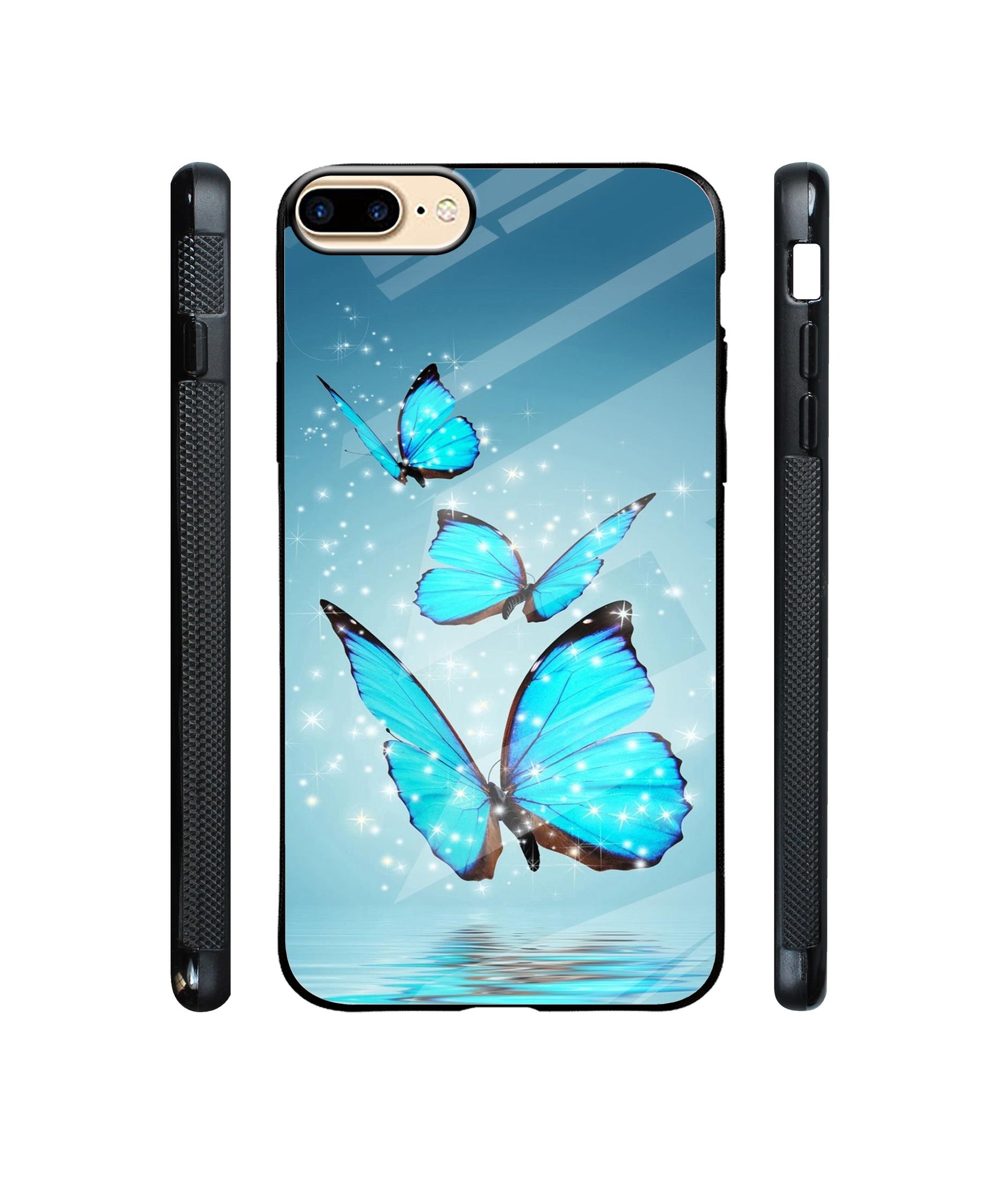 Flying Butterflies Designer Printed Glass Cover for Apple iPhone 7 Plus / iPhone 8 Plus