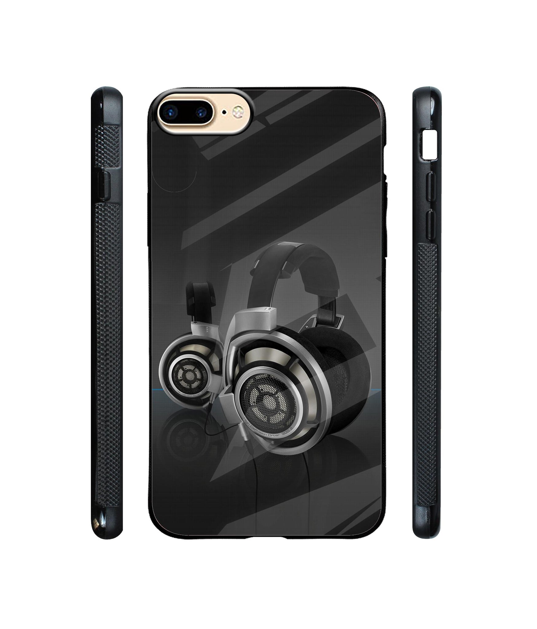 Head Phone Designer Printed Glass Cover for Apple iPhone 7 Plus / iPhone 8 Plus