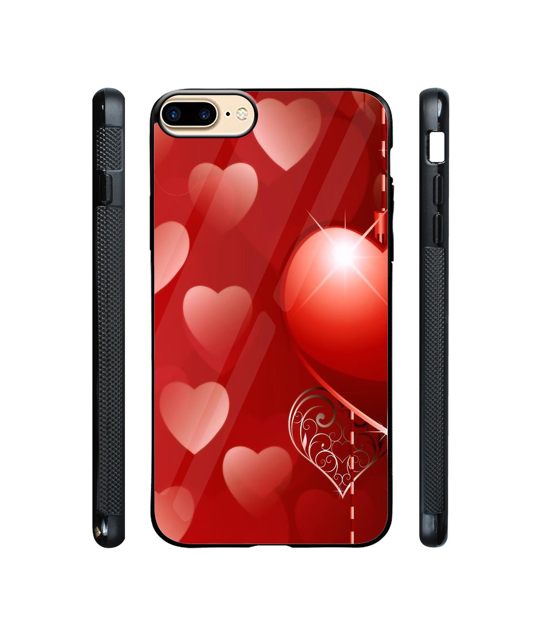 Heart Patten Designer Printed Glass Cover for Apple iPhone 7 Plus / iPhone 8 Plus