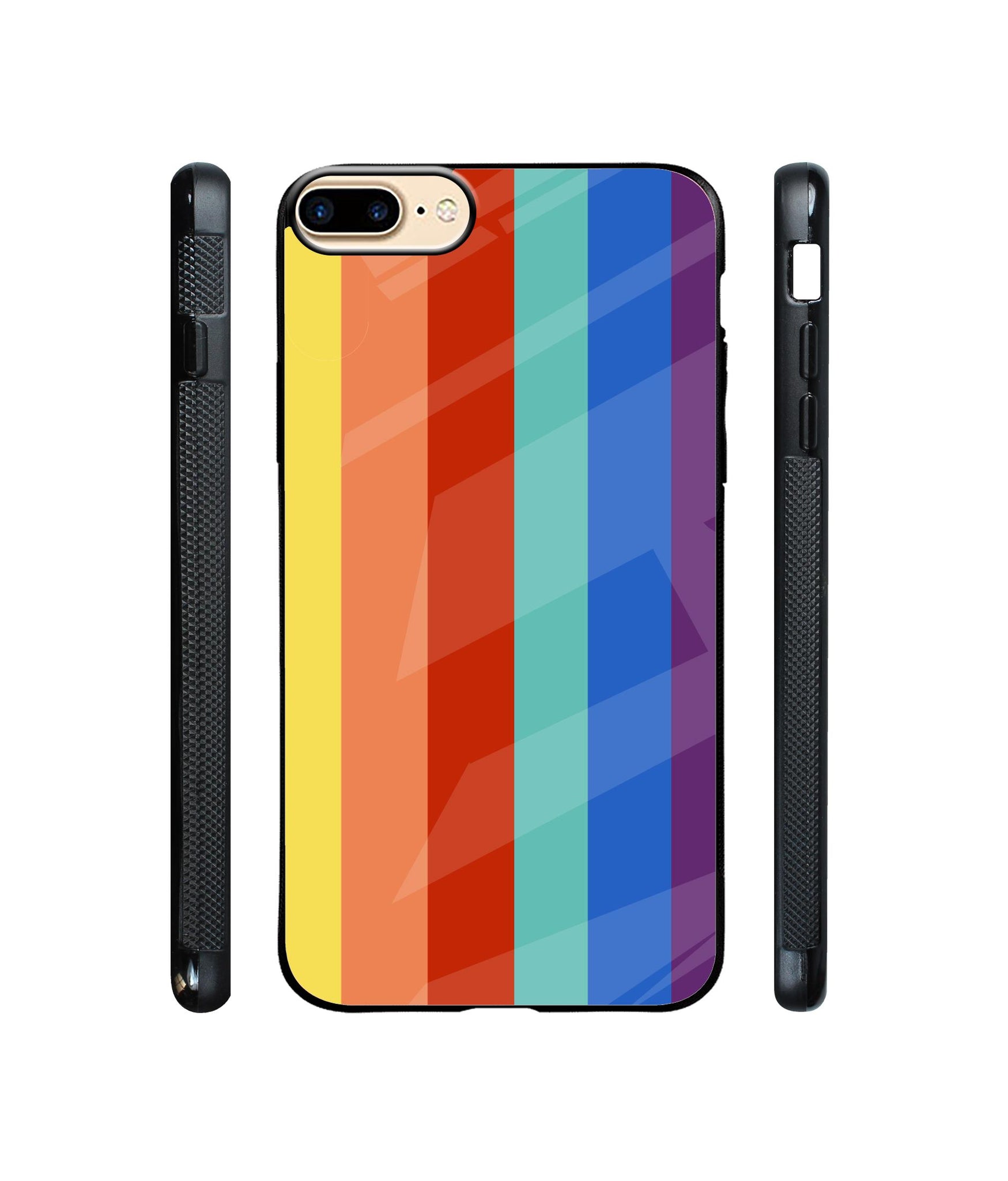Rainbow Colors Designer Printed Glass Cover for Apple iPhone 7 Plus / iPhone 8 Plus