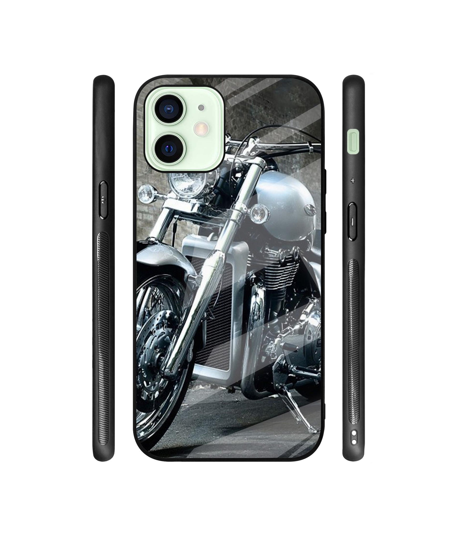 Motorcycle Designer Printed Glass Cover for Apple iPhone 12 Mini